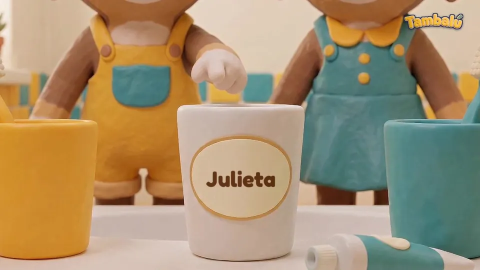 Vaso de cepillos con el nombre Julieta pintado